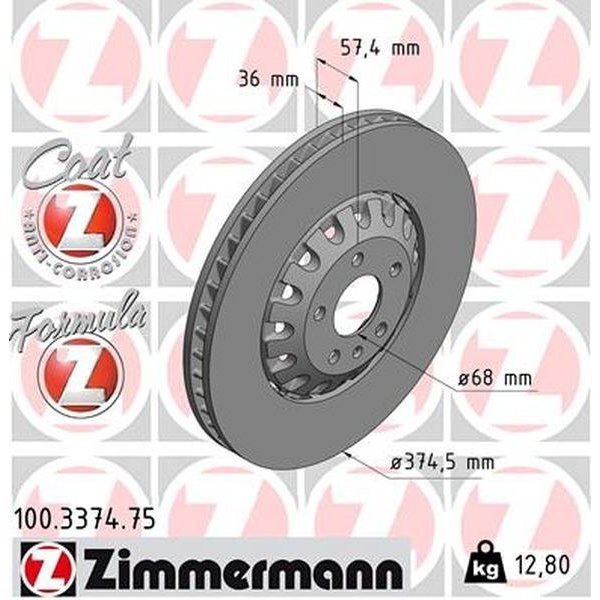 Zimmermann BR DISC FRONT-FUSION Z/COATED 375X36MM 100.3374.75